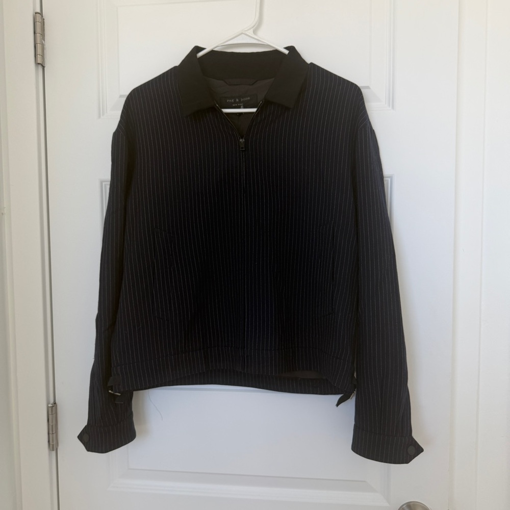 Rag & Bone Wool Navy Stripe Coach Jacket Size 6